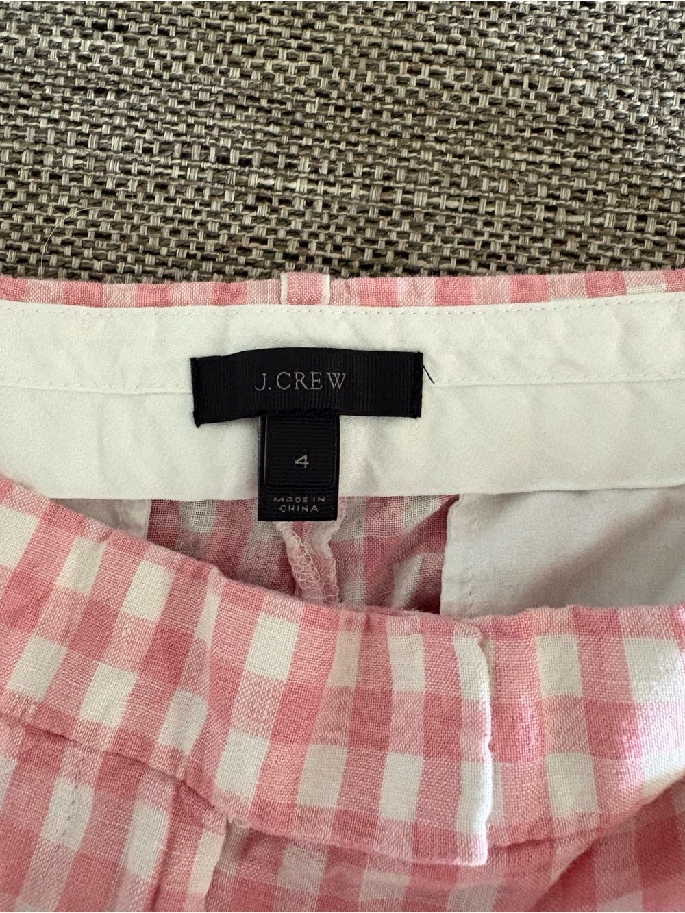 J.Crew Pink & White Gingham Linen Pants Size 4 Cottagecore Summer - Picture 3 of 5